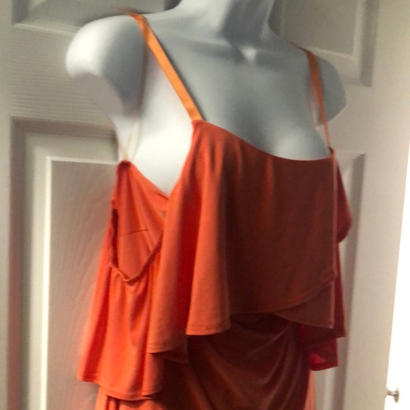 Fashion to Figure Orange Tiered Midi Sundress with Spaghetti Straps - Picture 2 of 9